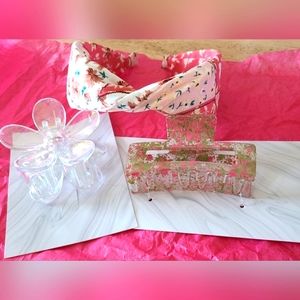 3 PC HAIR ACCESSORIES BUNDLE 1 HEADBAND 2 CLIPS. BRANDNEW